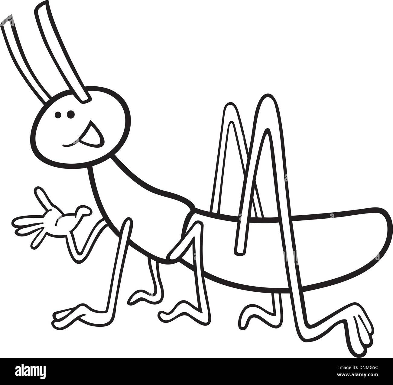 cartoon illustration of funny grasshopper for coloring book Stock Vector