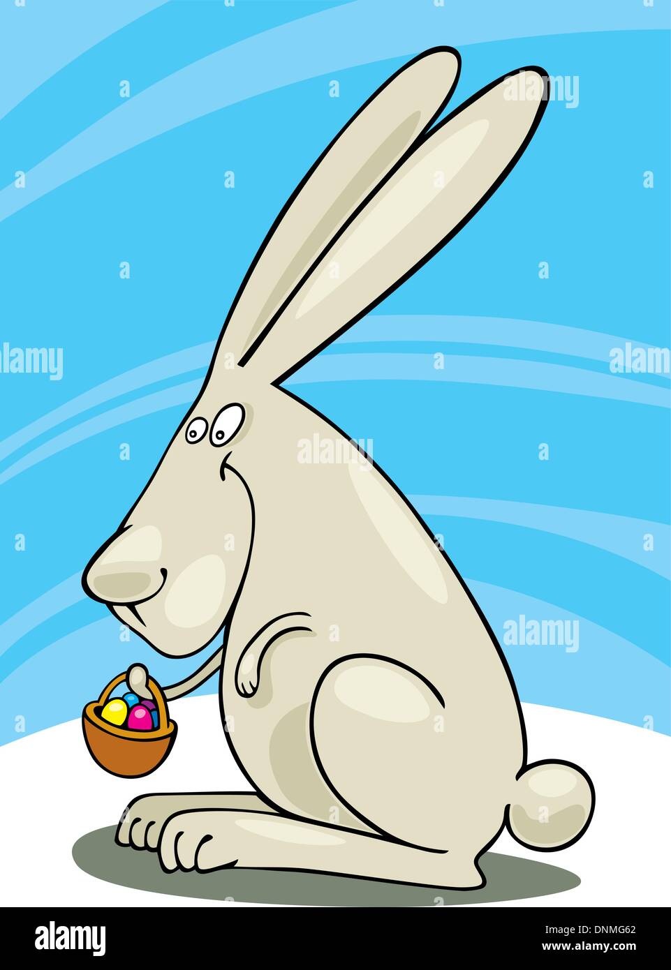Illustration of Easter Bunny with basket of painted Eggs Stock Vector ...
