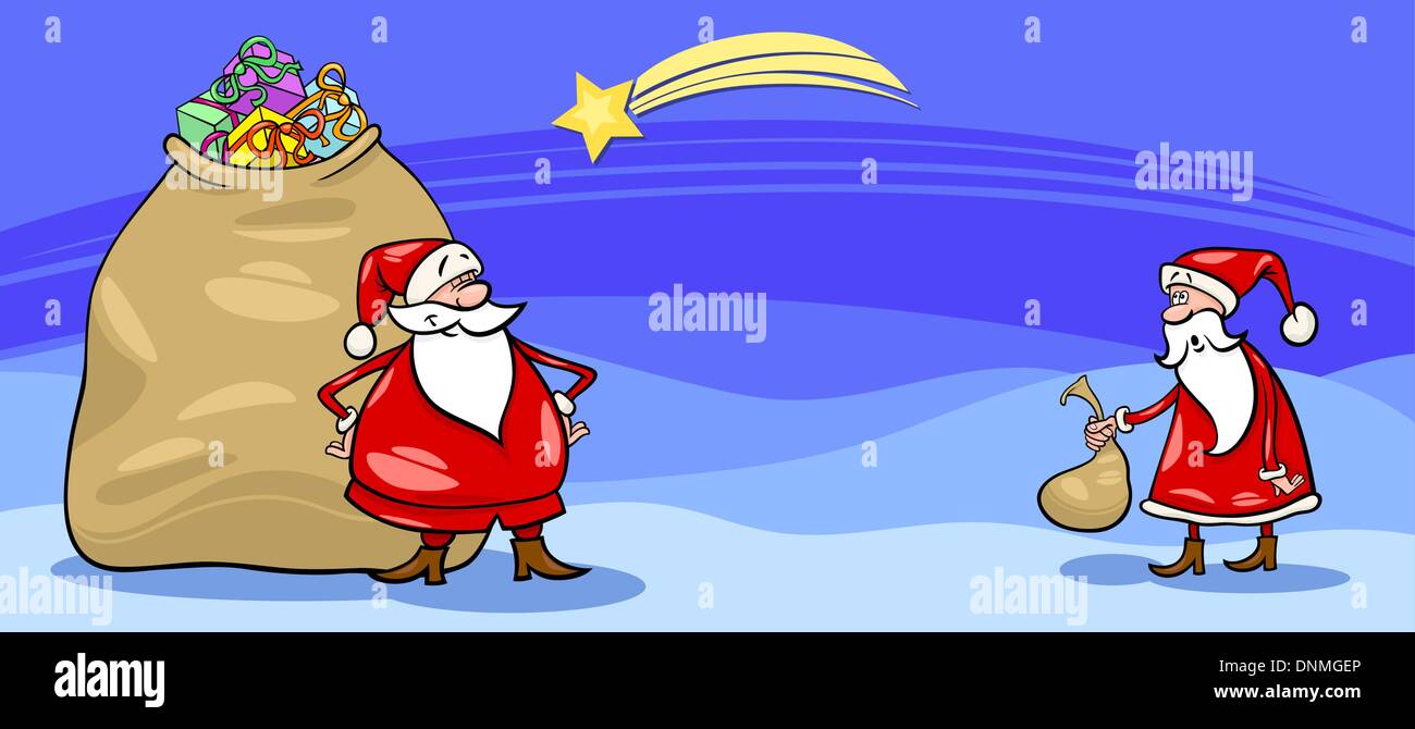 Greeting Card Cartoon Illustration of Santa Claus or Papa Noel with ...
