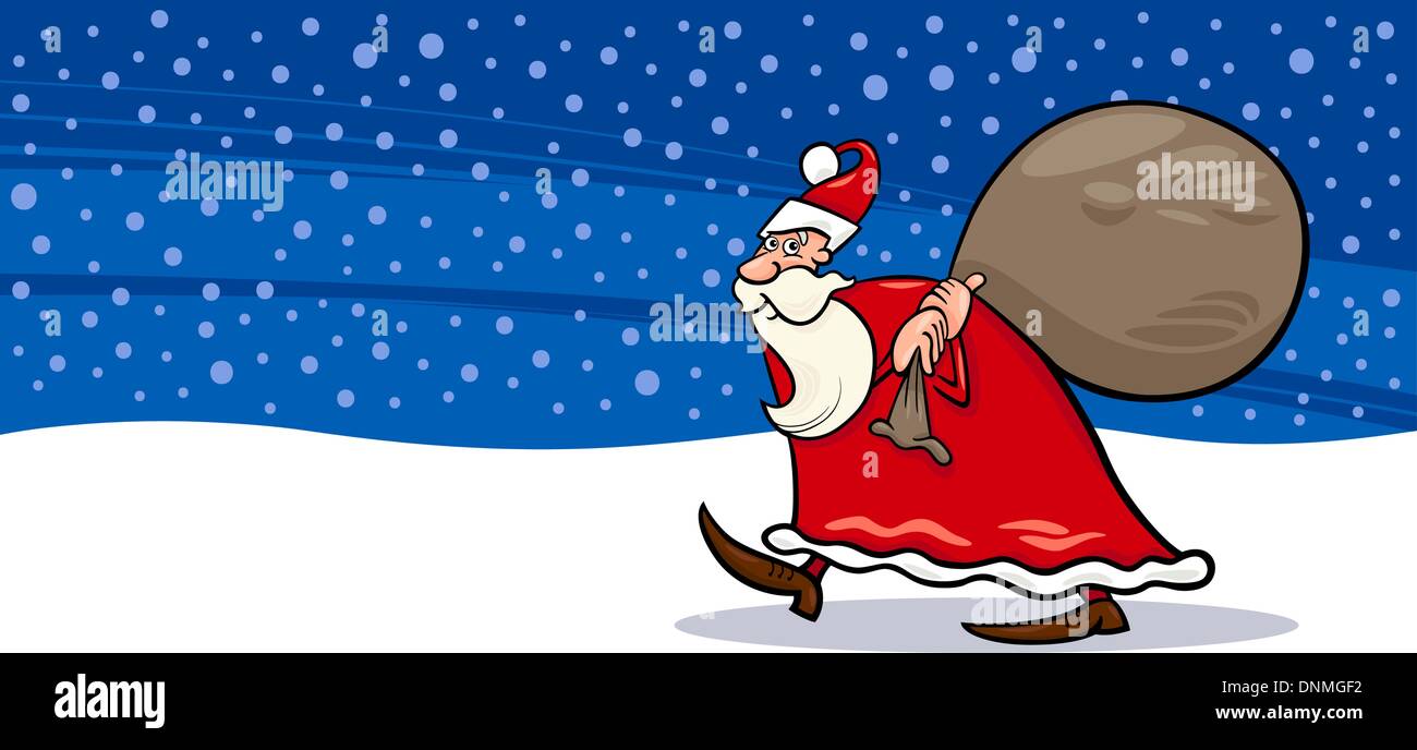 Greeting Card Cartoon Illustration of Santa Claus or Papa Noel with ...