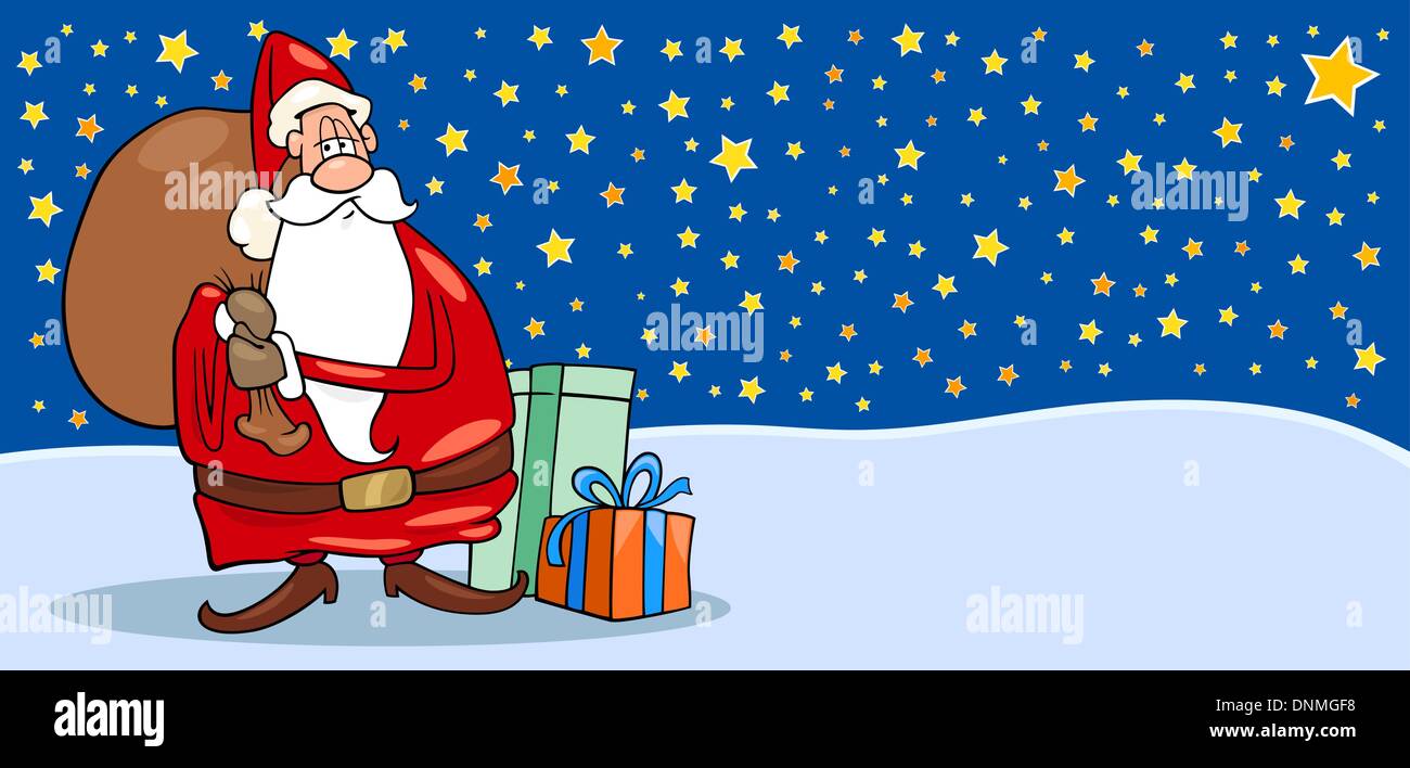 Greeting Card Cartoon Illustration of Santa Claus or Papa Noel or ...