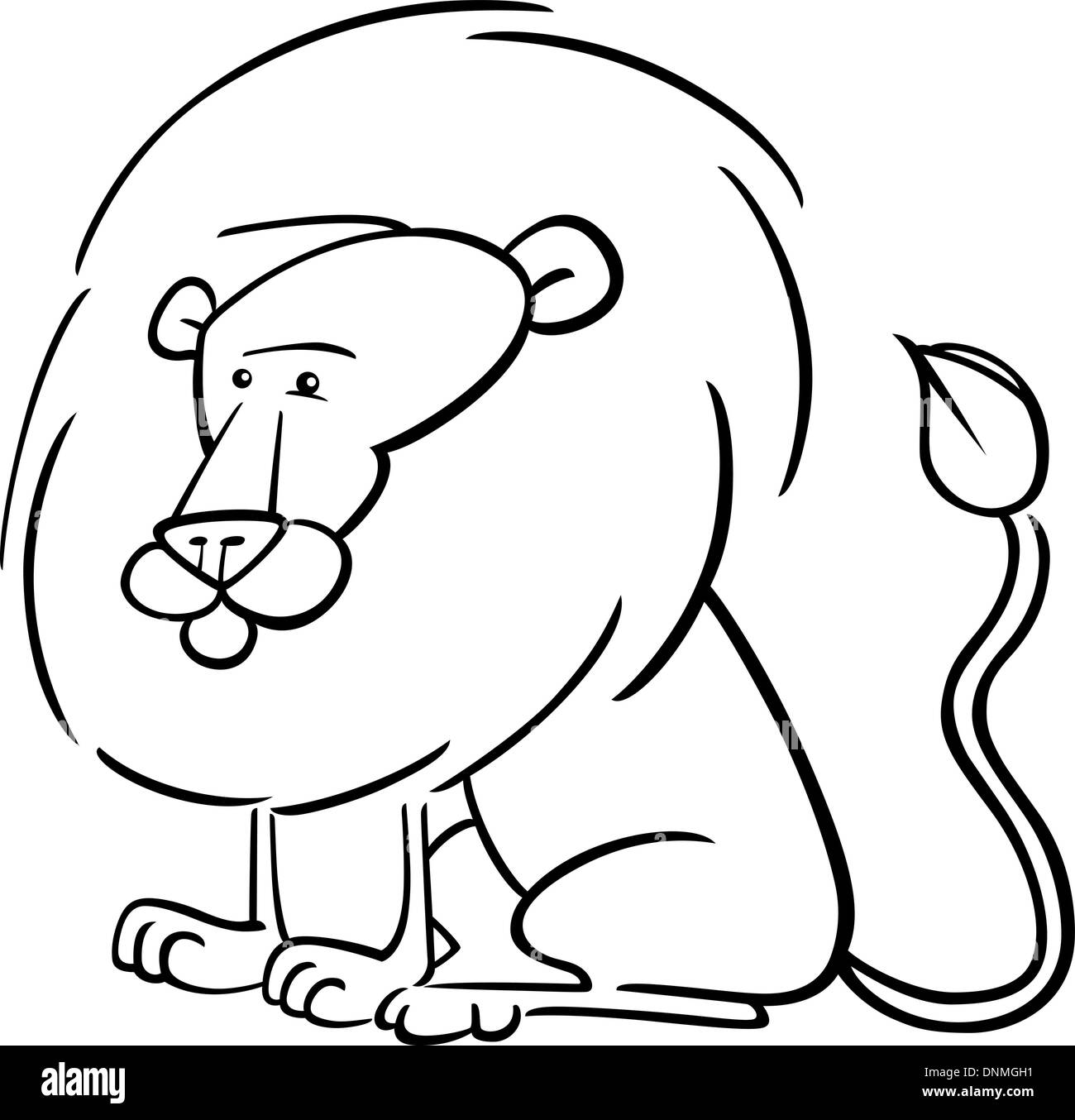 Cartoon Illustration of Cute African Lion for Coloring Book Stock ...