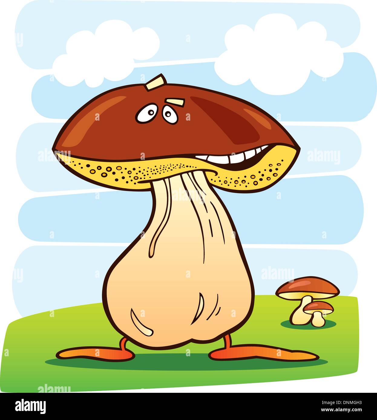 Cartoon illustration of funny mushroom on walk Stock Vector Image & Art ...