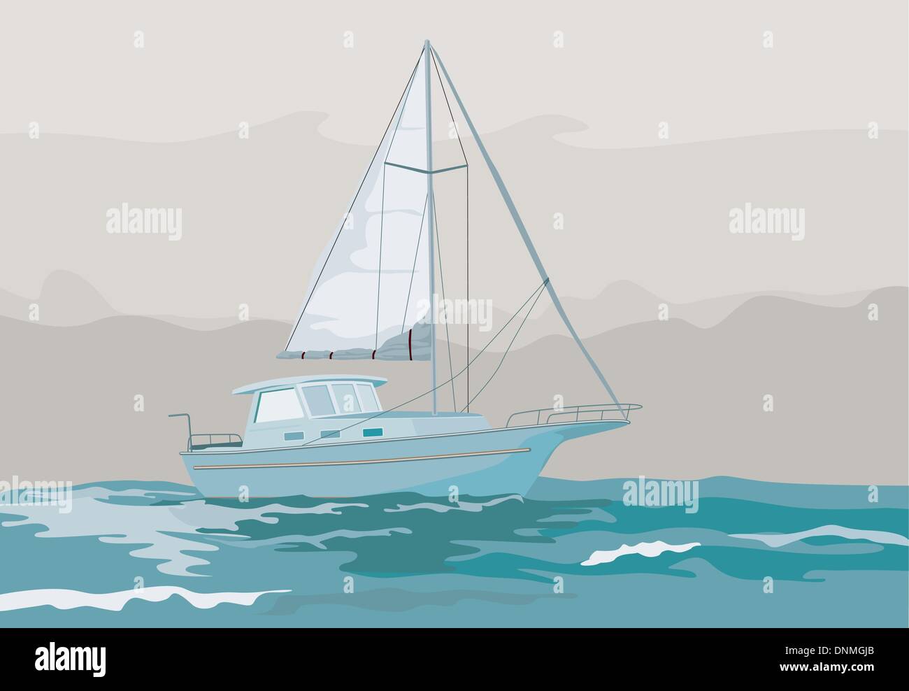 Illustration of a sailboat yacht done in retro style Stock Vector