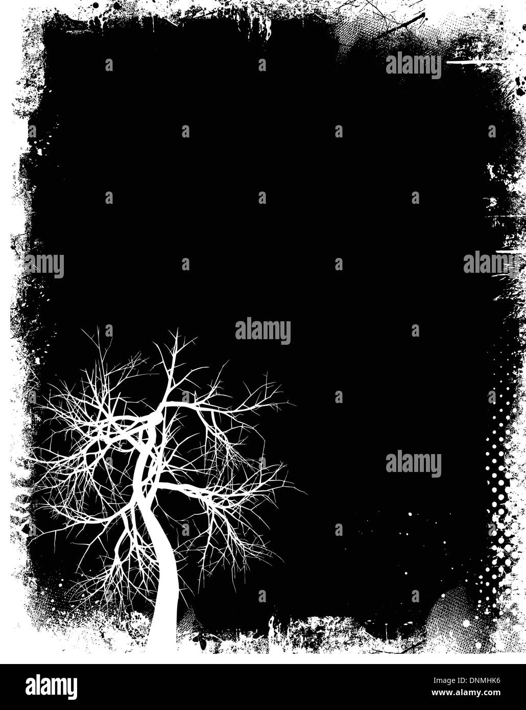 Silhouette of trees on grunge background Stock Vector