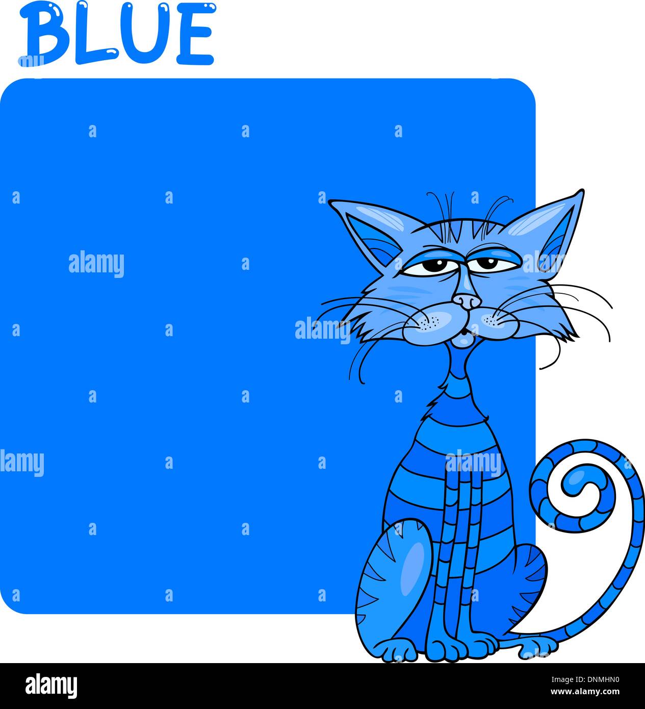 Cartoon Illustration of Color Blue and Cat Stock Vector Image & Art - Alamy