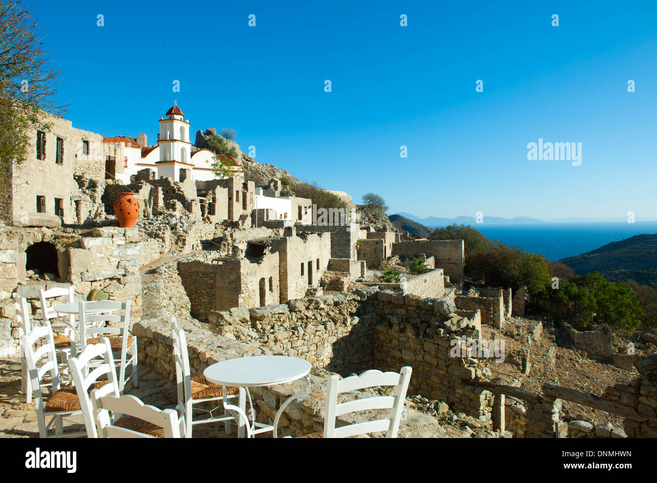 Griechenland, Insel Tilos, verlassenes Dorf Mikro Chorio Stock Photo