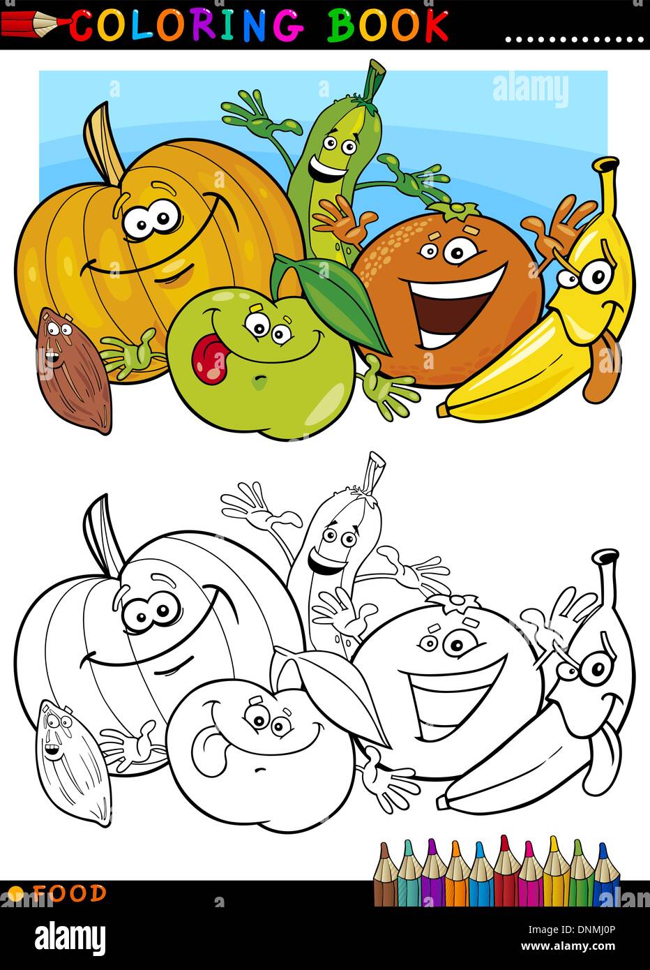 Fruits vegetables coloring book hi-res stock photography and images - Alamy