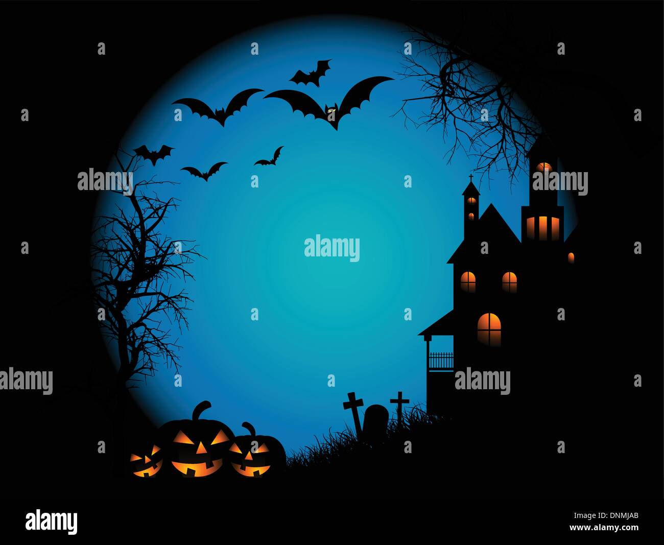 Spooky landscape scene on Halloween night Stock Vector Image & Art - Alamy