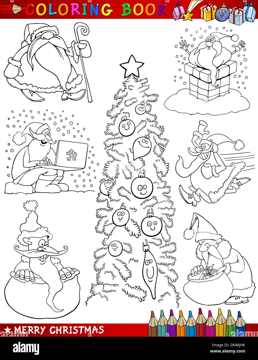 Download Coloring Book Or Page Cartoon Illustration Of Christmas Themes With Stock Vector Image Art Alamy
