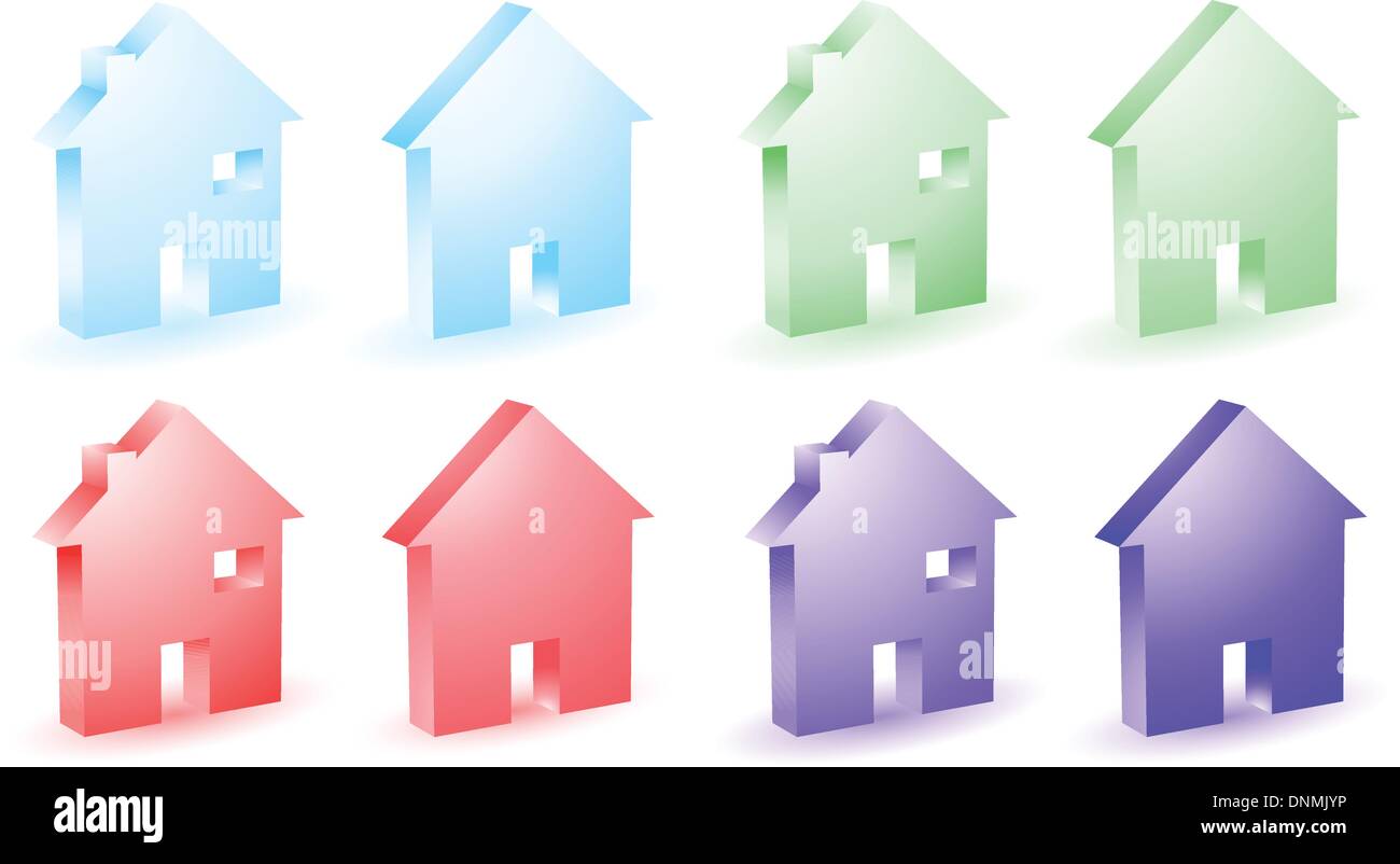 Different coloured house icons Stock Vector