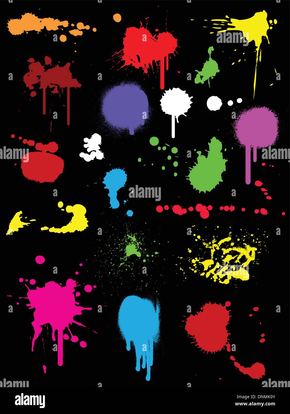 Colourful ink splats on black background Stock Vector Image & Art - Alamy
