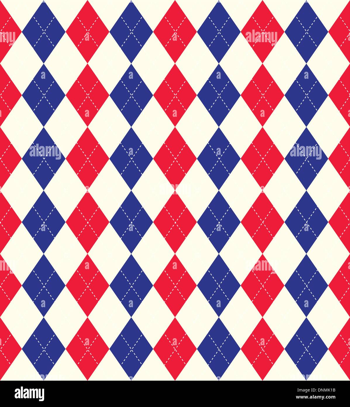 Seamless tiled background of an argyle style pattern using Union Jack flag colours Stock Vector