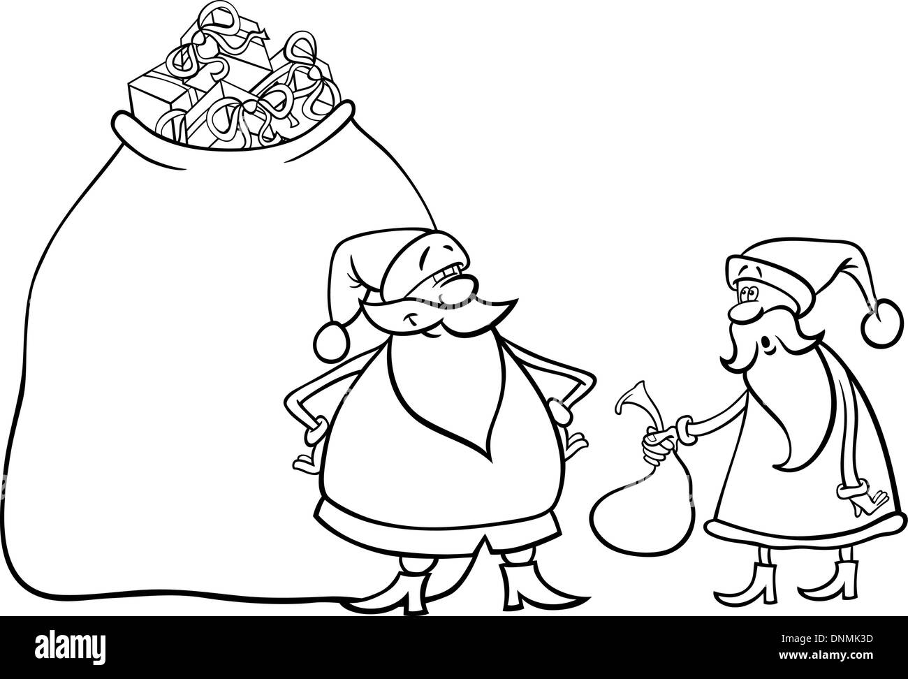 Cartoon Illustration of Funny Santa Claus or Papa Noel with Huge Sack ...