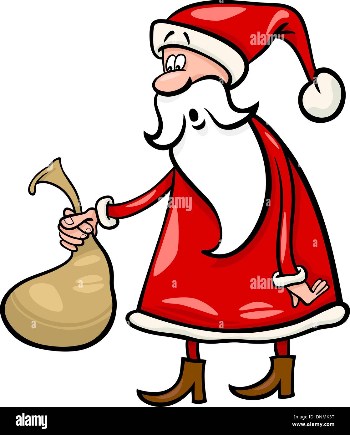 Cartoon Illustration of Funny Santa Claus or Papa Noel holding Very ...