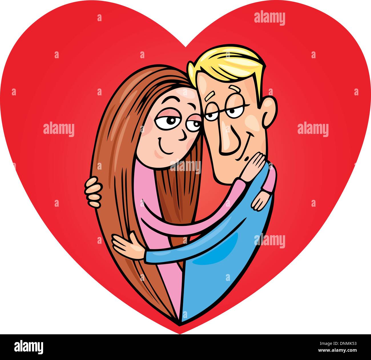 Cartoon illustration of lovers couple in heart shape Stock Vector Image ...