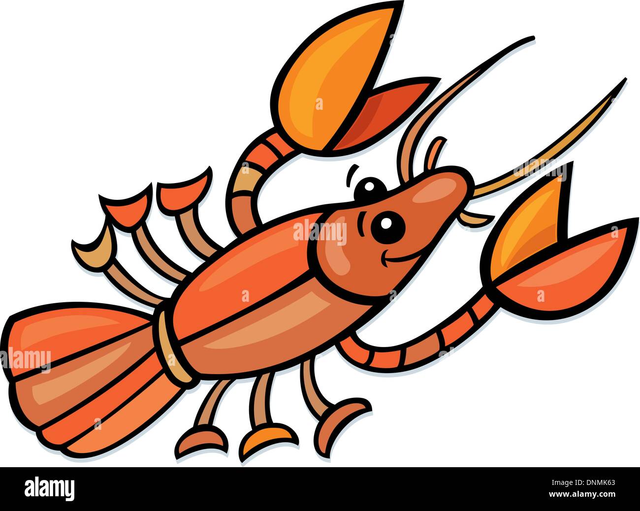 Cartoon Illustration of Funny Crayfish Stock Vector