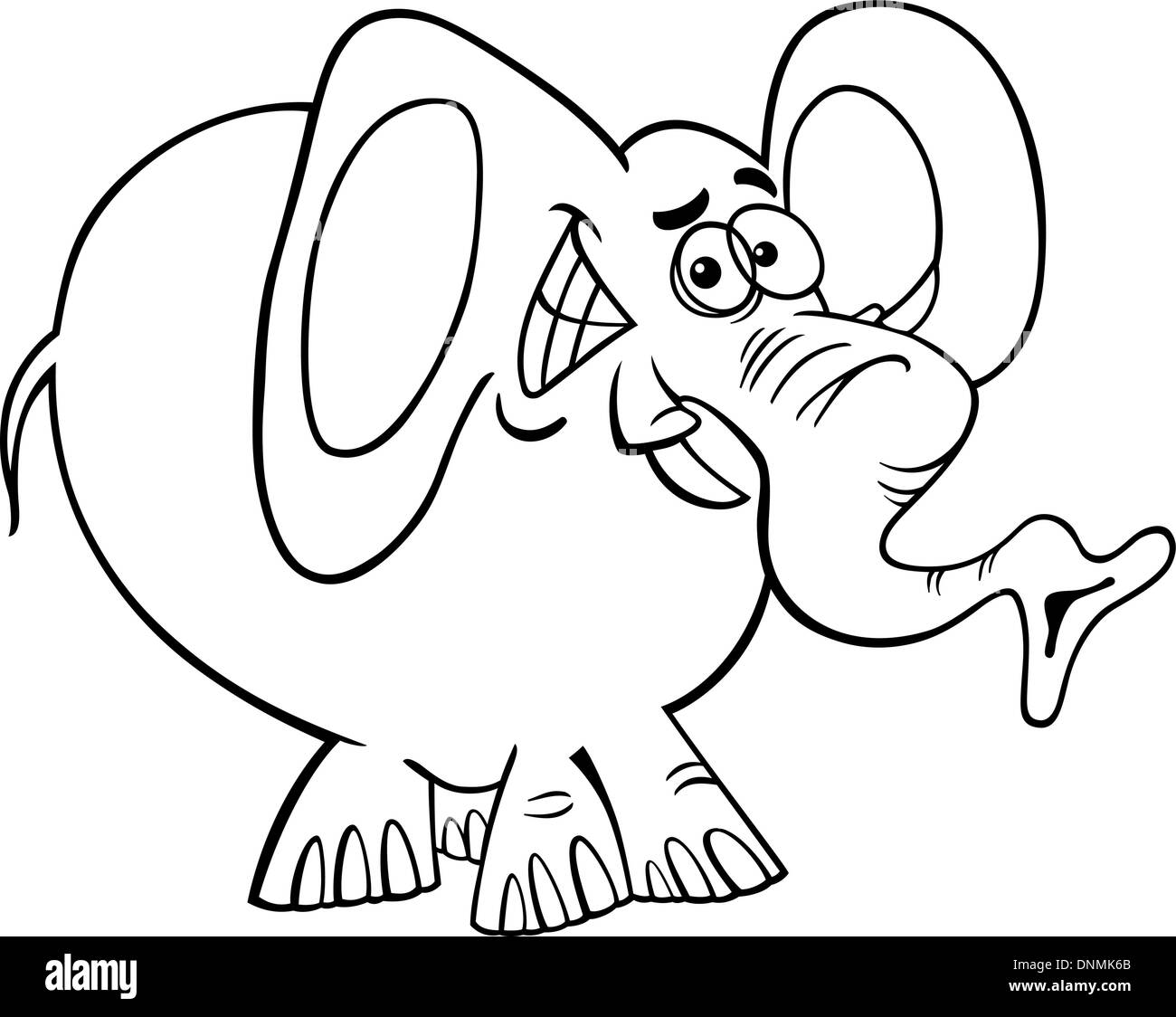 Black and White Cartoon illustration of Funny African Elephant Wild Animal  for Coloring Book Stock Vector Image & Art - Alamy