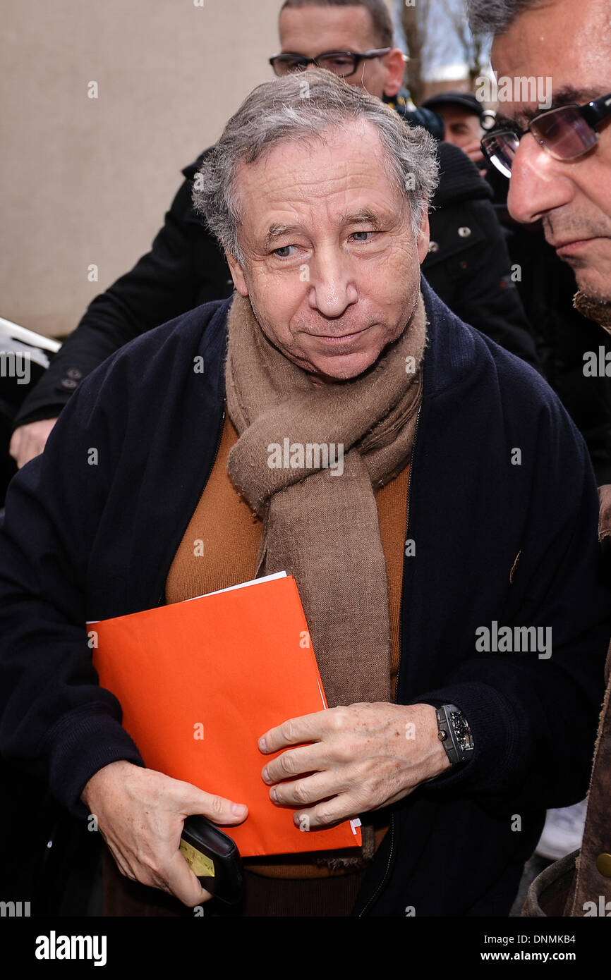Grenoble, France. 02nd Jan, 2014. President of the Federation Internationale de l'Automobile (F.I.A.) Jean Todt returns to the 'Centre Hospitalier Universitaire' (CHU) hospital in Grenoble, near the French Alps, France, 02 January 2014. Retired Formula One German racing driver Michael Schumacher is still in a critical condition, after he underwent emergency surgery after being admitted in a coma with a cranial trauma following a ski accident in Meribel, according to the hospital in Grenoble. Photo: David Ebener/dpa/Alamy Live News Stock Photo