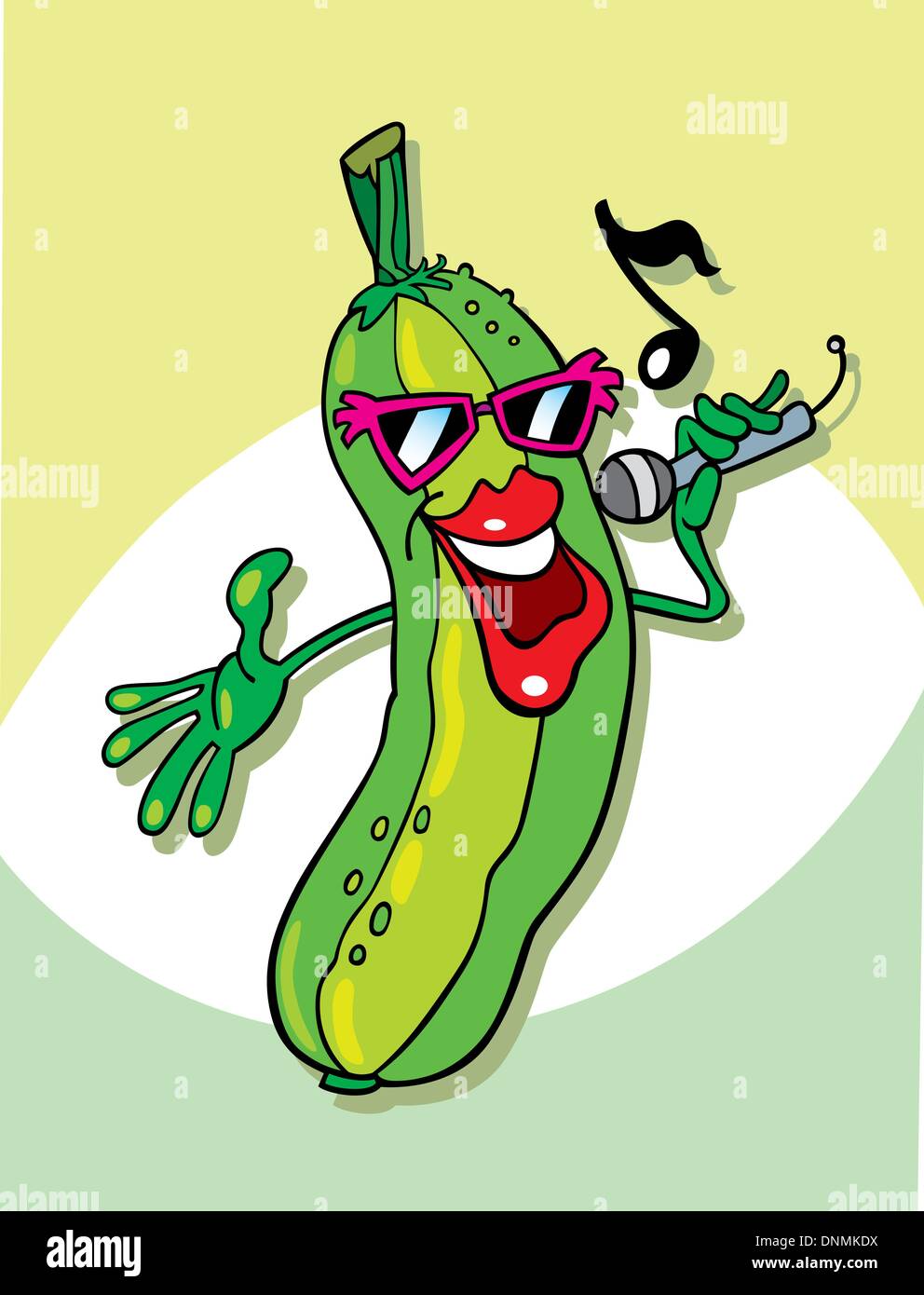 Cartoon illustration of funny cucumber singing Stock Vector Image & Art
