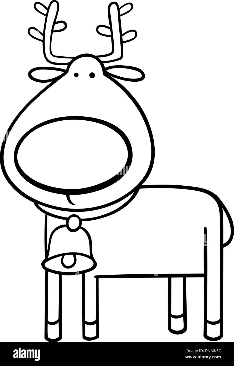 Happy cartoon christmas reindeer Black and White Stock Photos & Images