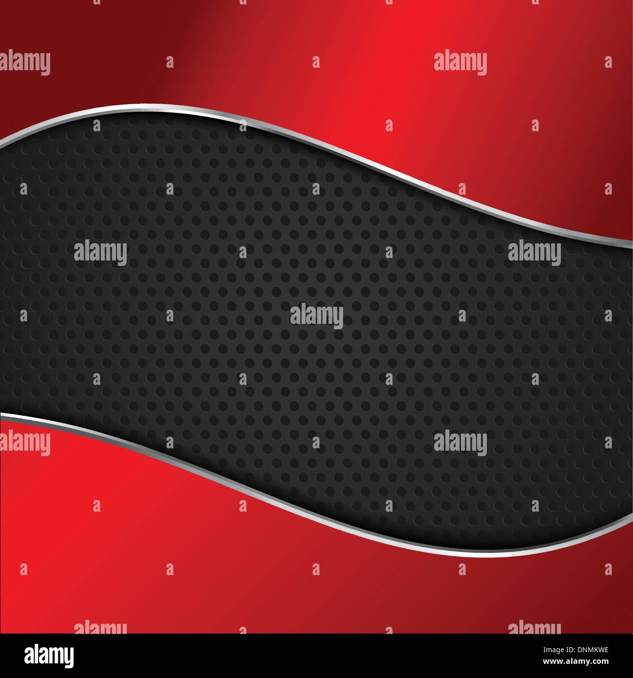 Perforated metal background with glossy red background Stock Vector
