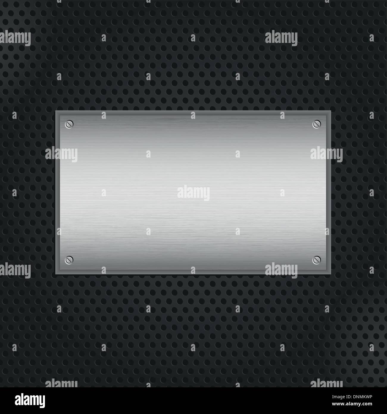 Brushed metal texture on a perforated black background Stock Vector