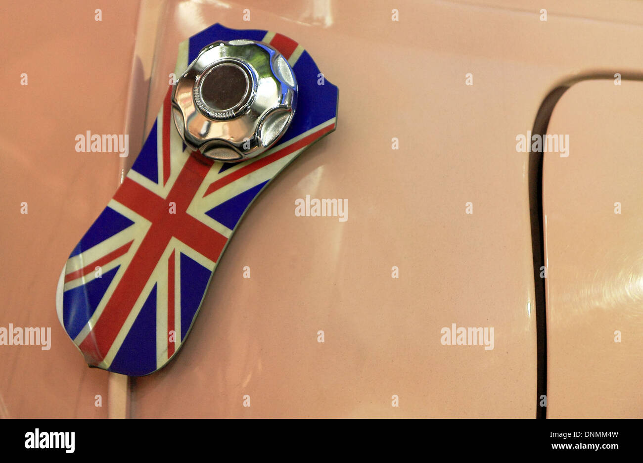 Union jack in vintage car Stock Photo Alamy