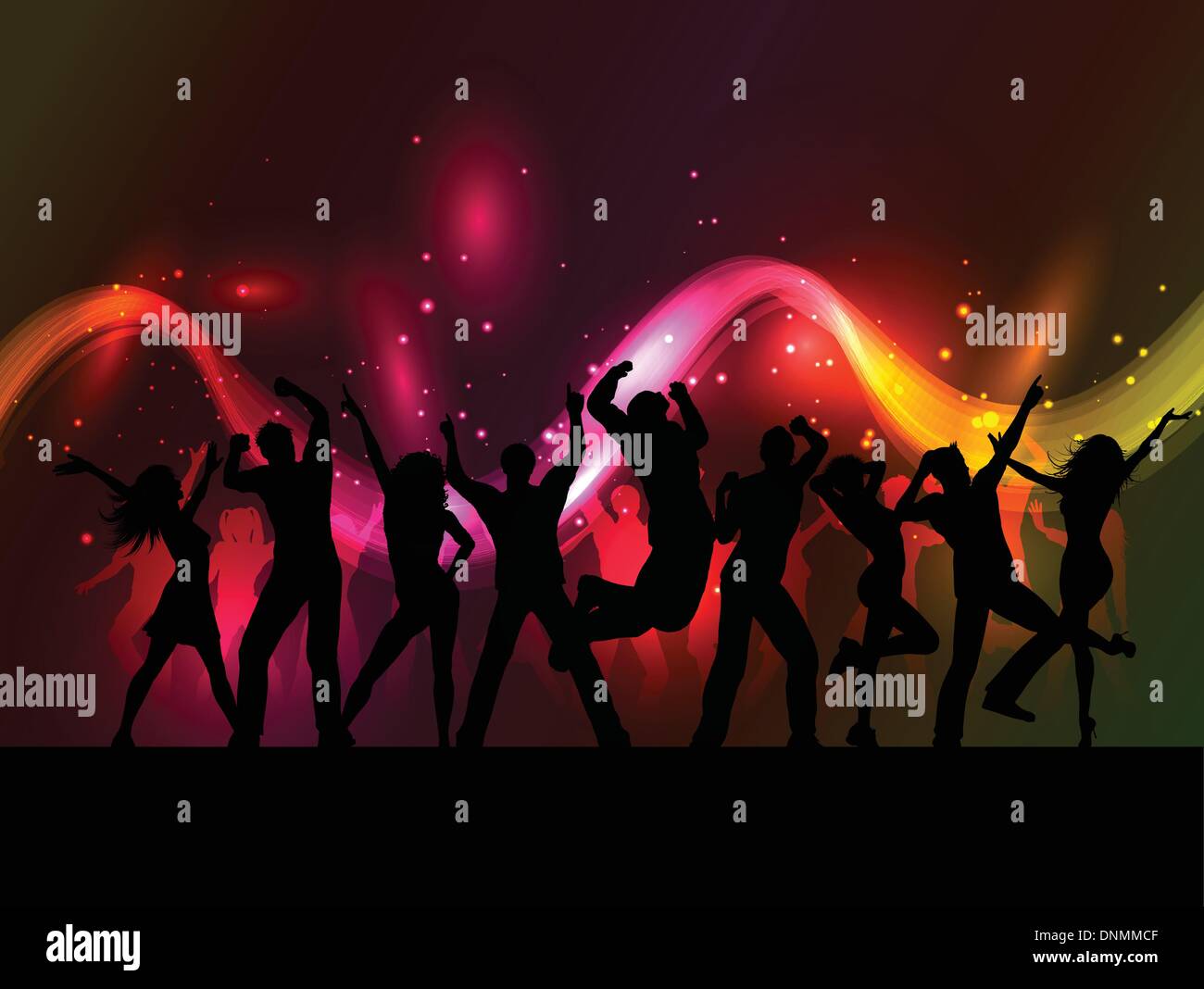 Silhouettes people dancing on rainbow hi-res stock photography and ...