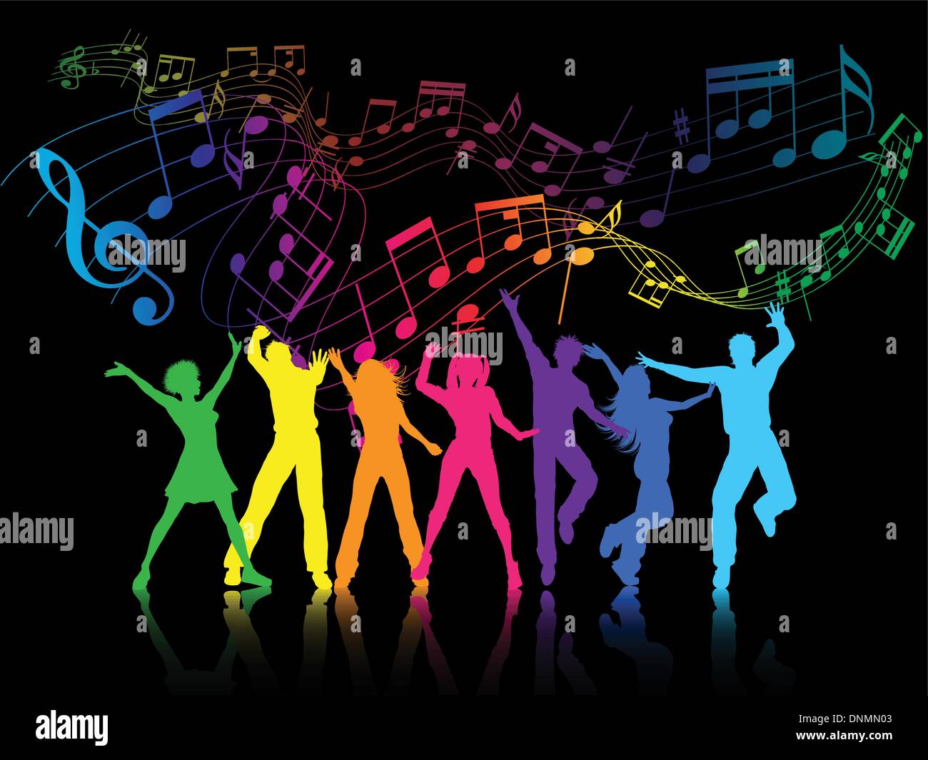 A colourful party background with people dancing Stock Vector Image ...