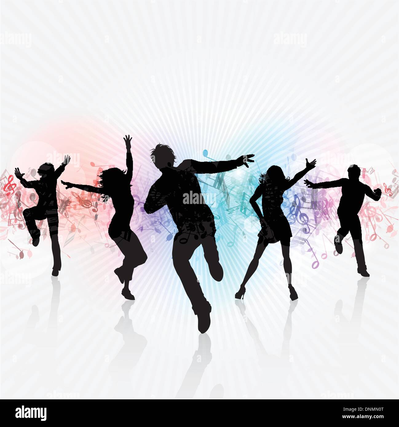 Silhouettes of people dancing on a music notes background Stock Vector  Image & Art - Alamy