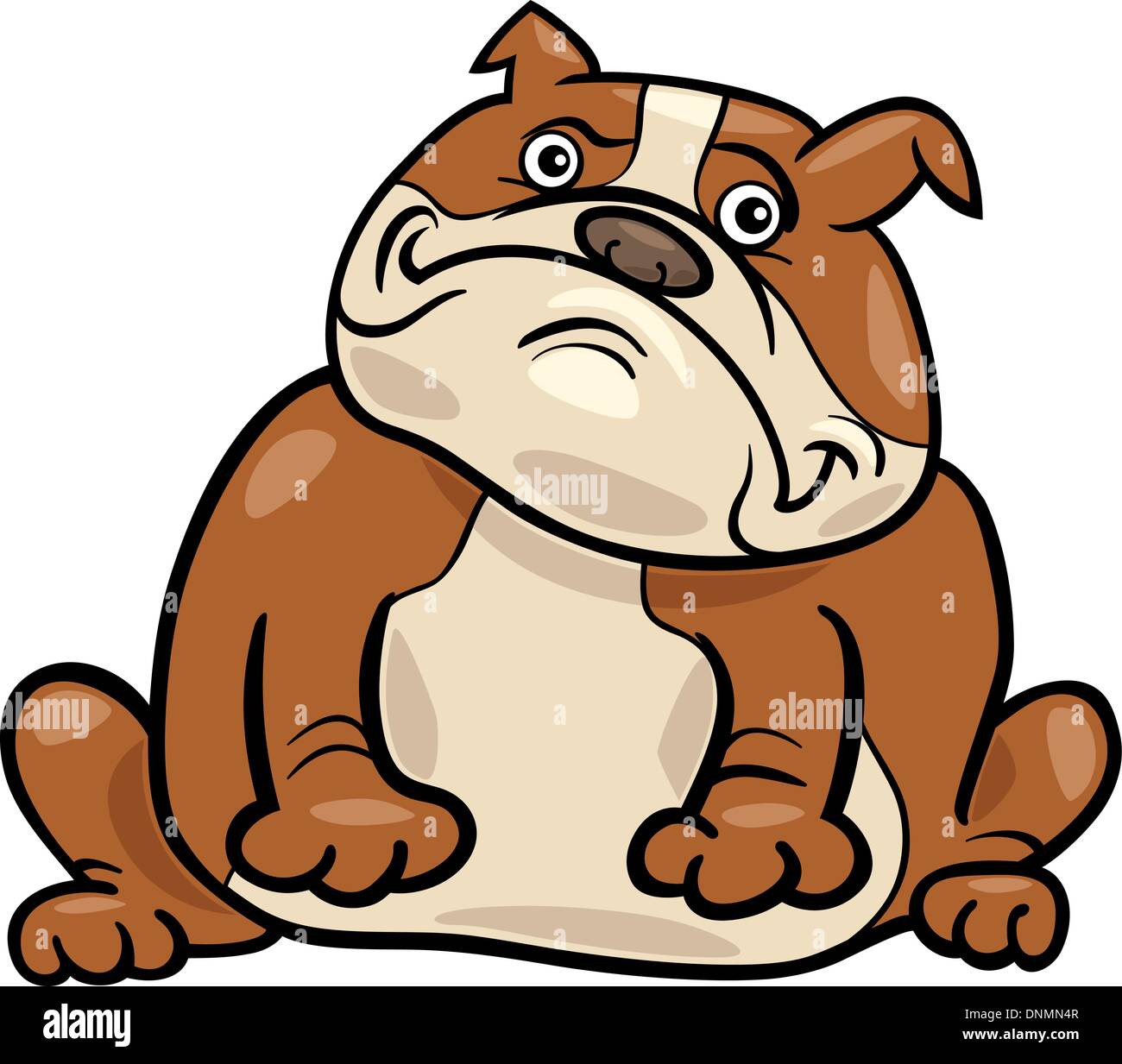 Cartoon Illustration of Funny Purebred English Bulldog Dog Stock Vector