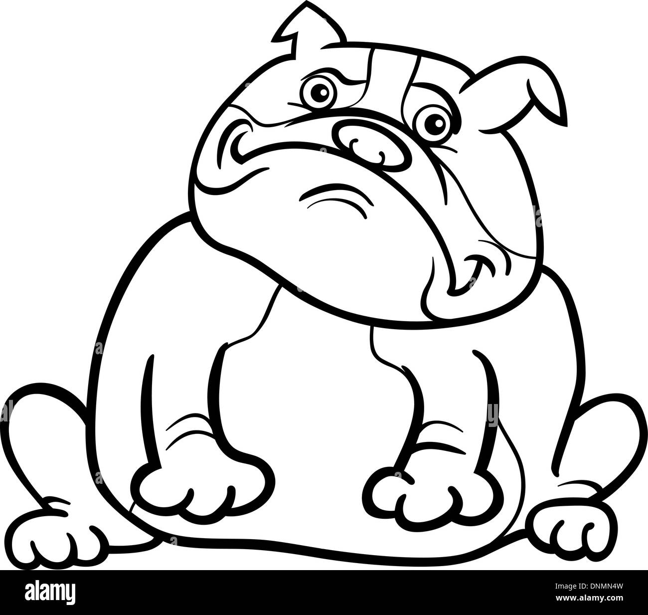 Cartoon Illustration of Funny Purebred English Bulldog Dog for Coloring Book Stock Vector