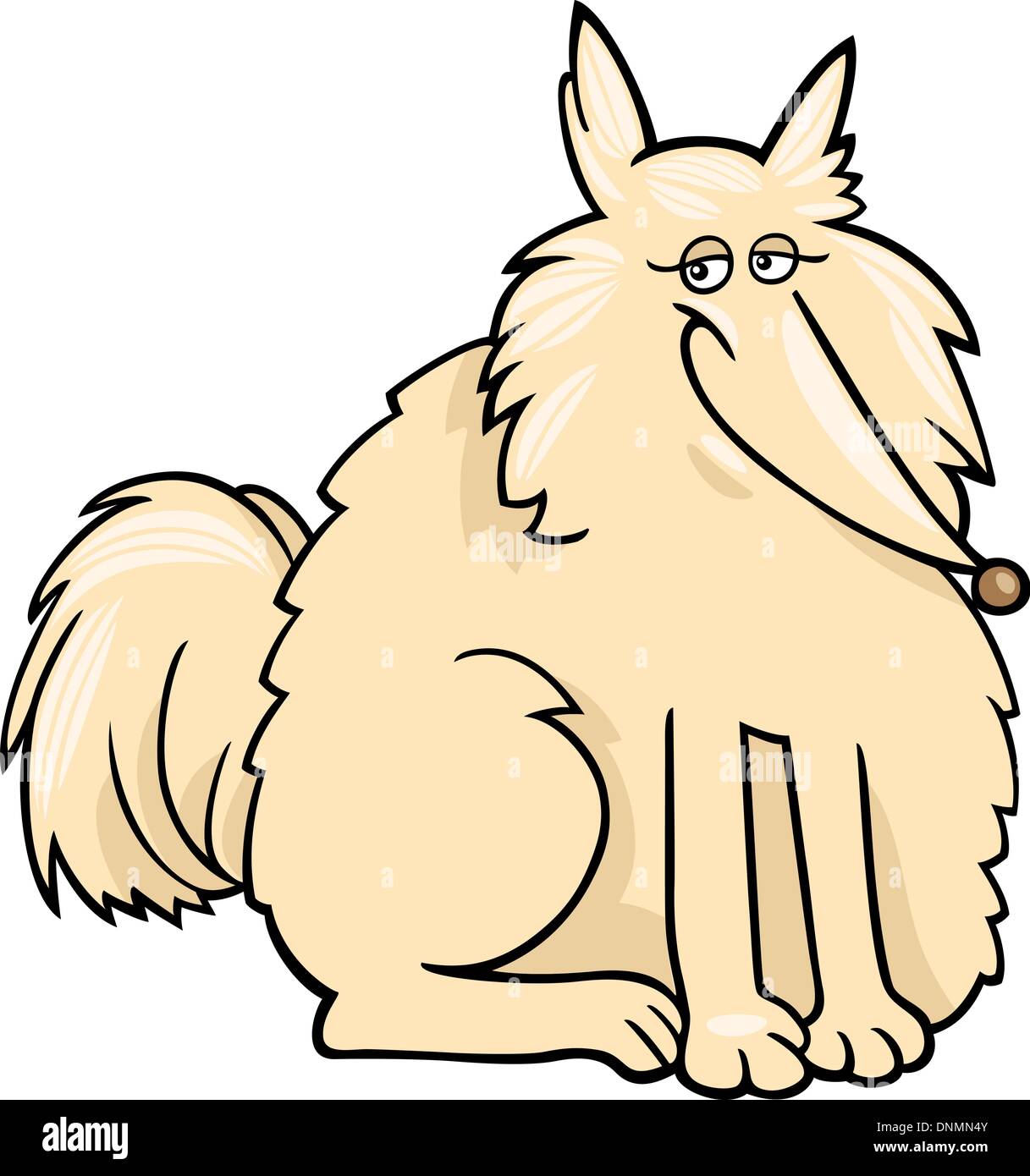 Cartoon Illustration of Funny Purebred Eskimo Dog or Spitz Stock Vector