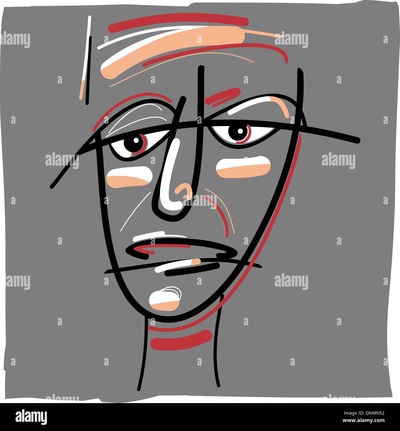 Cartoon Doodle Sketch Illustration of Tribal Painted Face Stock Vector