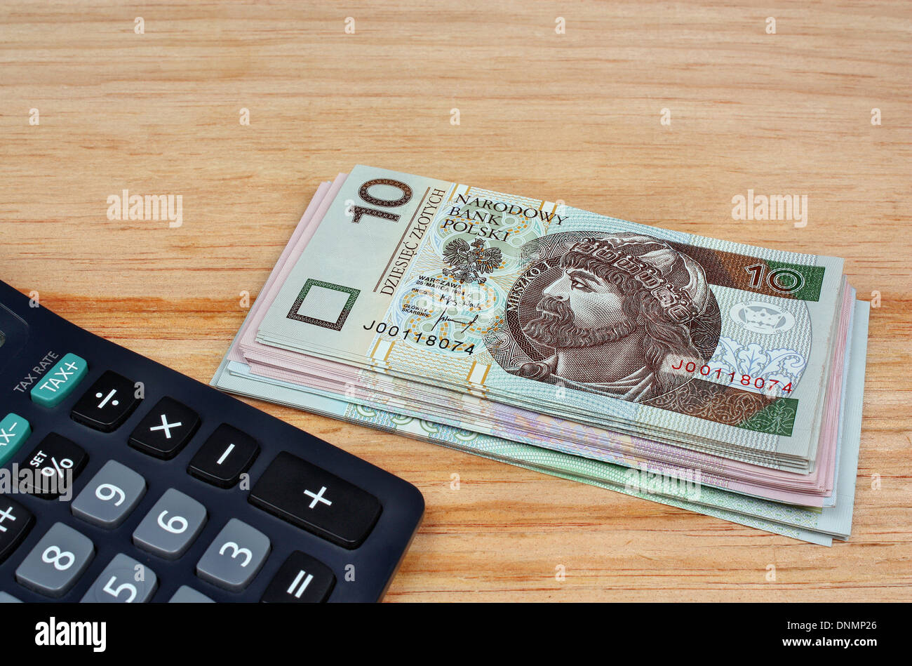 Calculator and polish salary Stock Photo Alamy