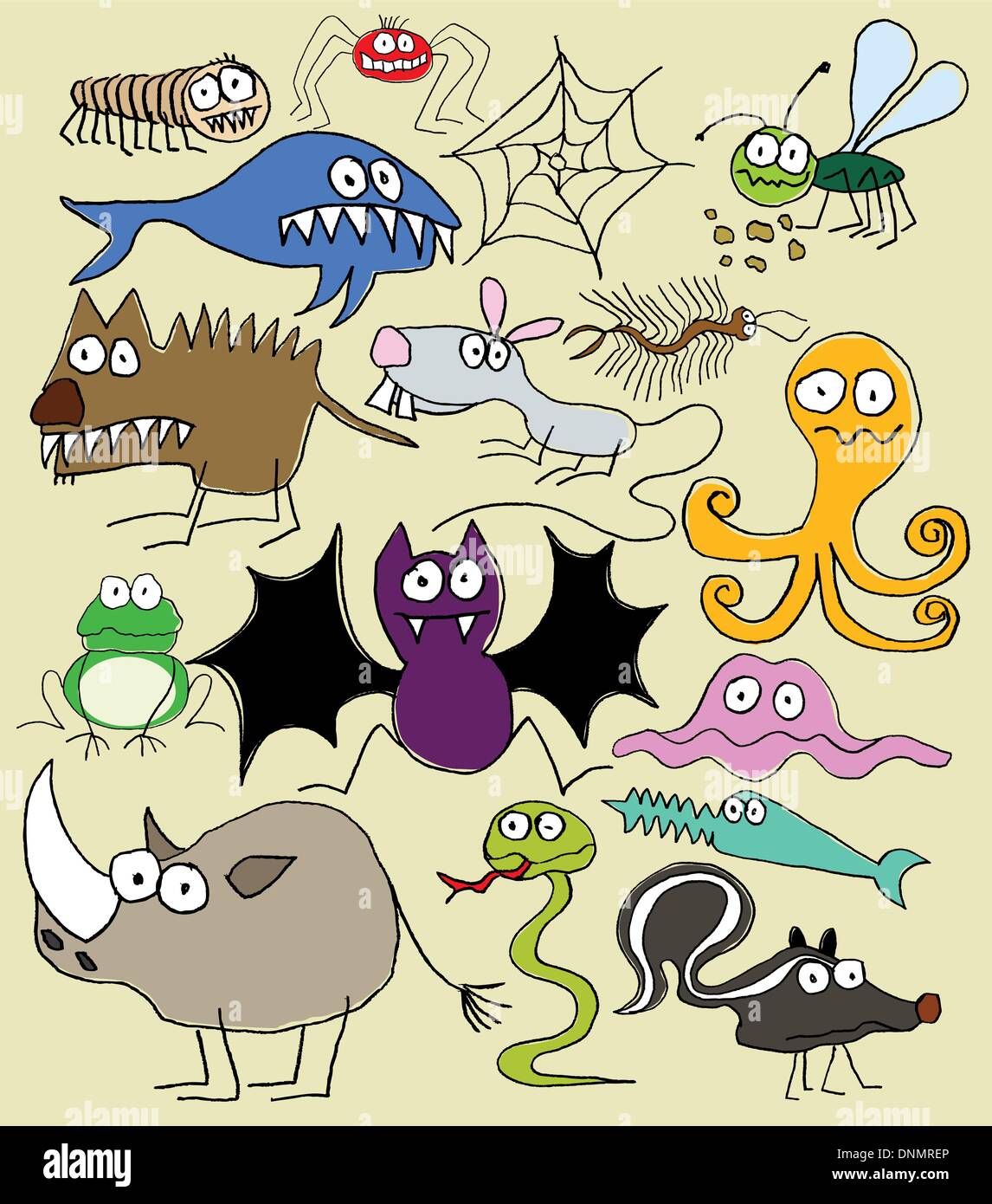Ugly animals Stock Vector
