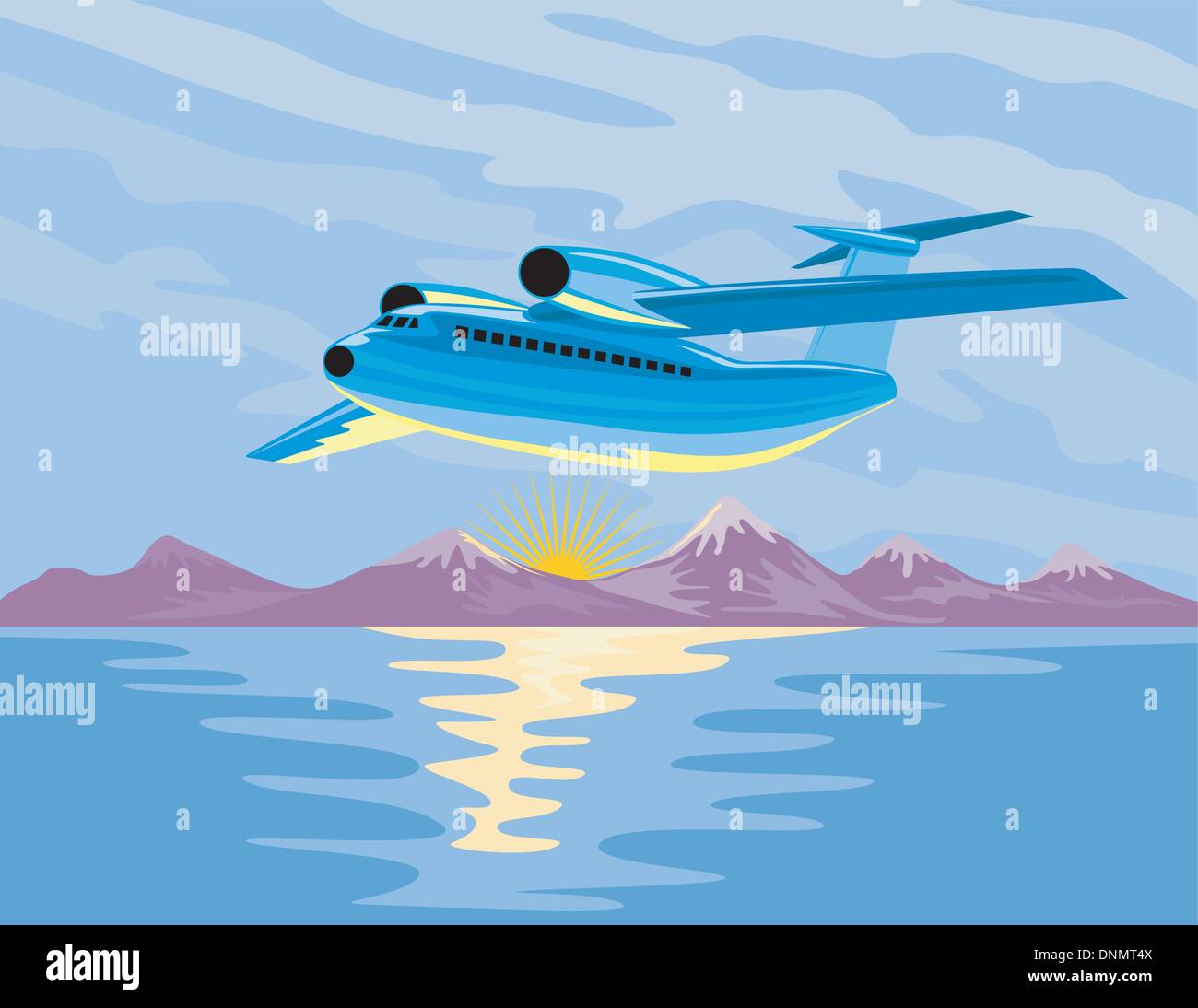 Illustration of a commercial jet plane airliner on isolated background Stock Vector