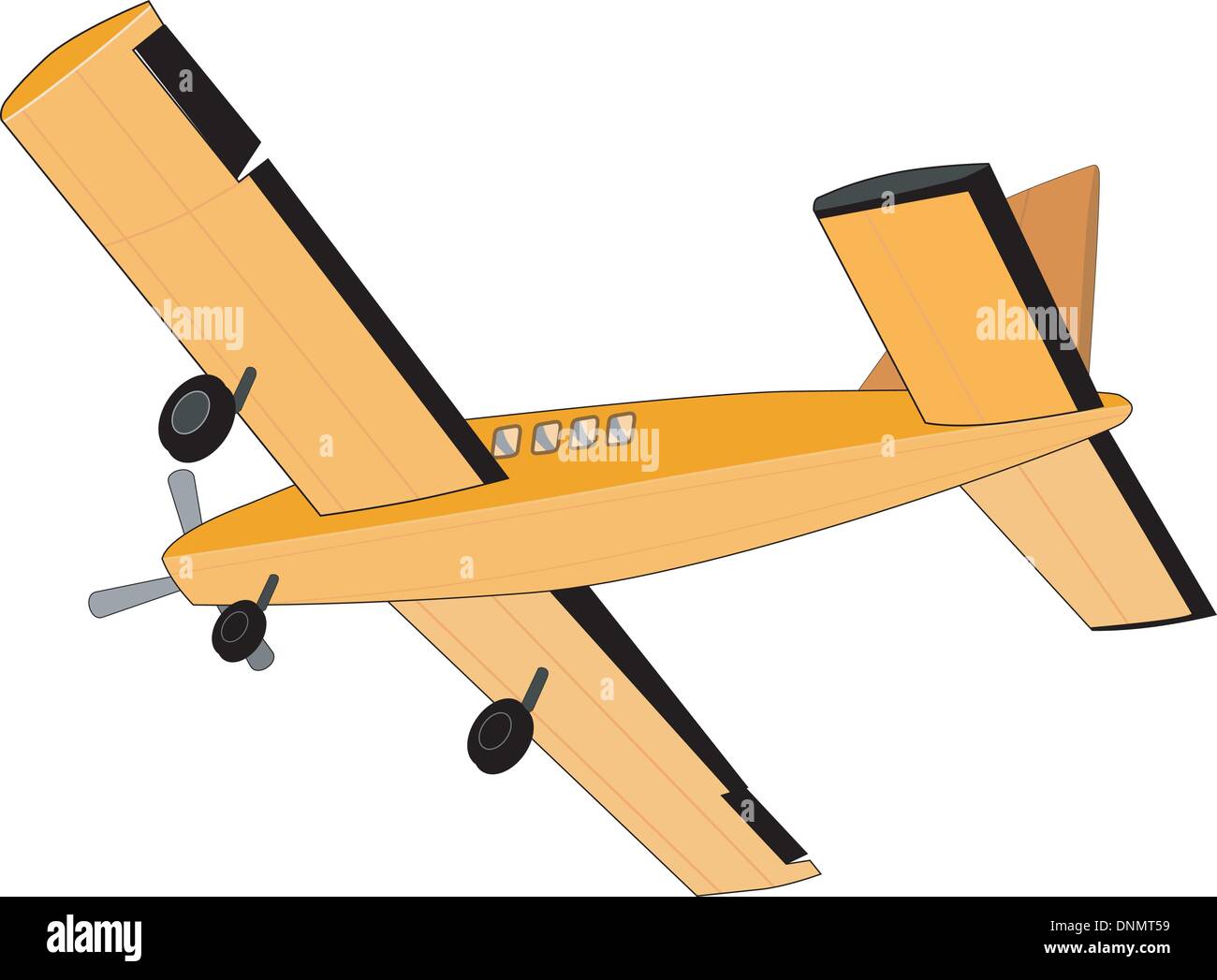 Illustration of a cessna propeller airplane airliner on flight flying  isolated background Stock Vector