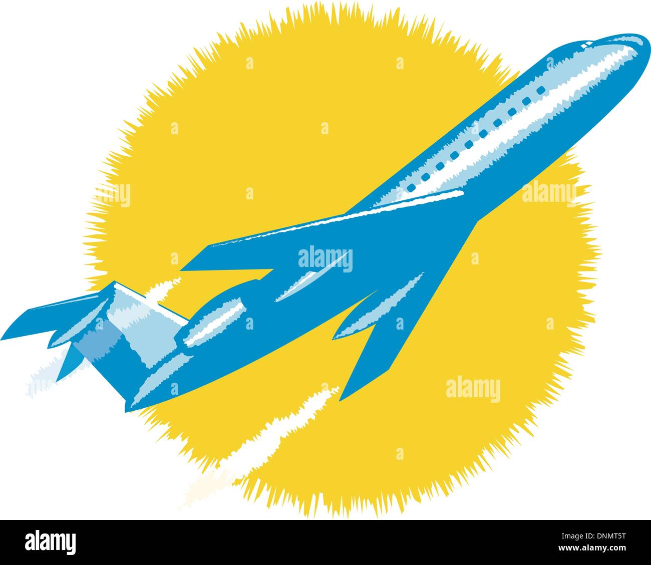 illustration of a commercial jet plane airliner taking off  isolated background Stock Vector