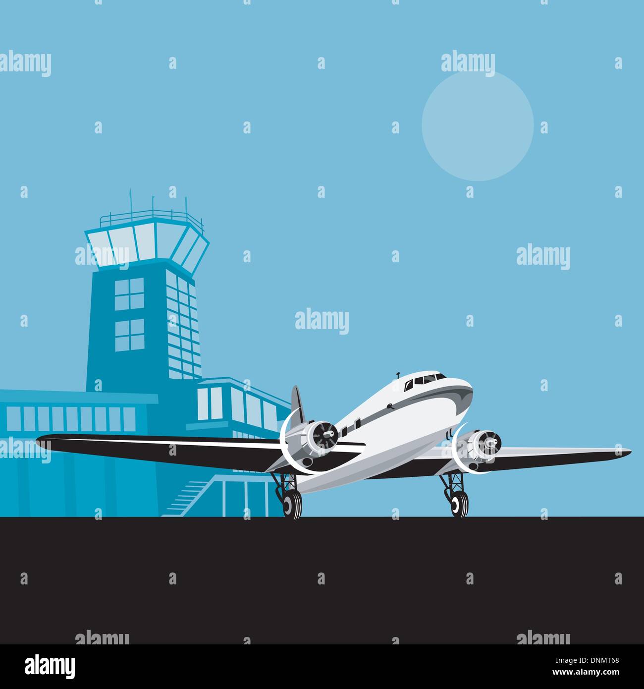 Airplane on a runway Stock Vector Images - Alamy