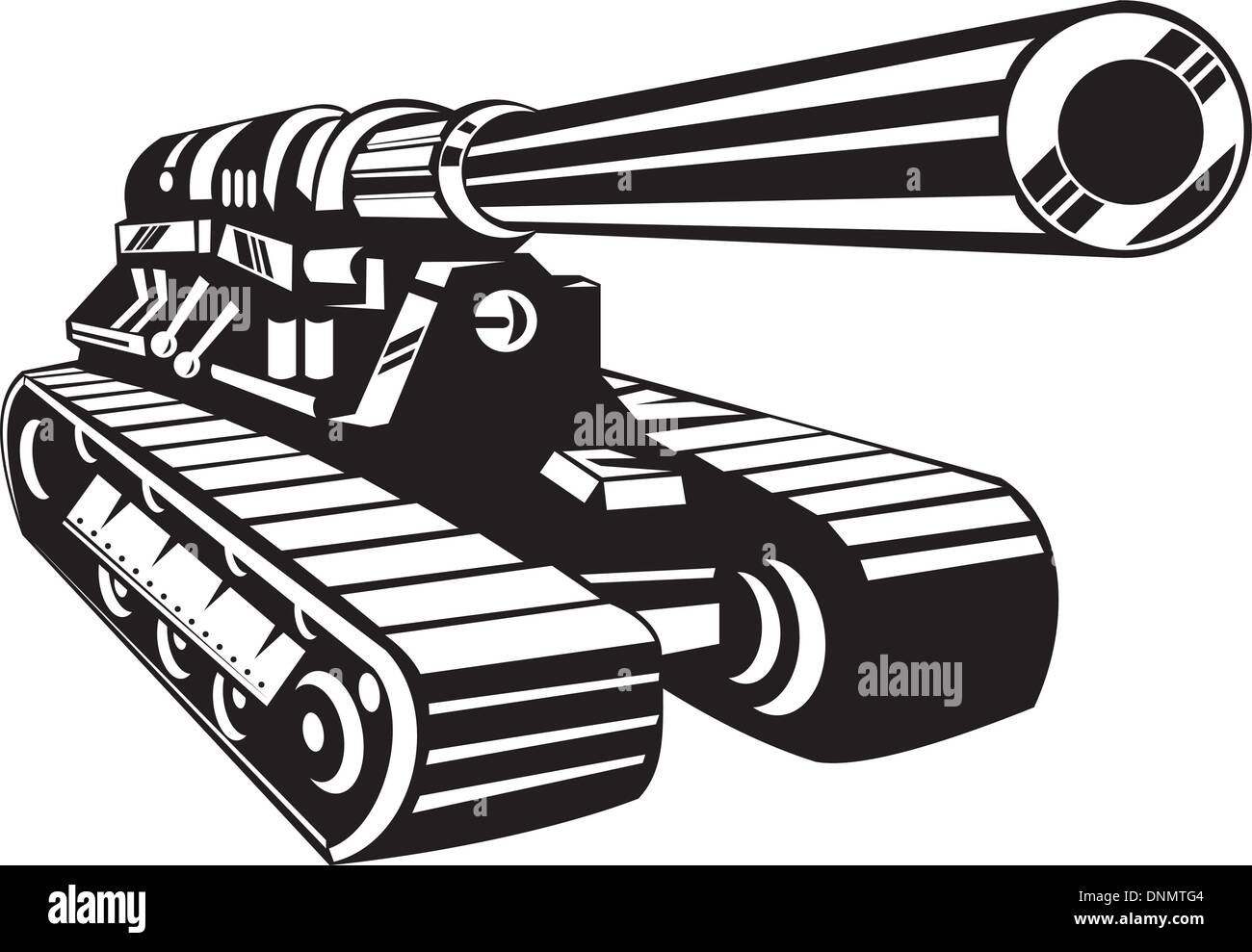 illustration-of-a-world-war-two-battle-tank-done-in-retro-style-stock