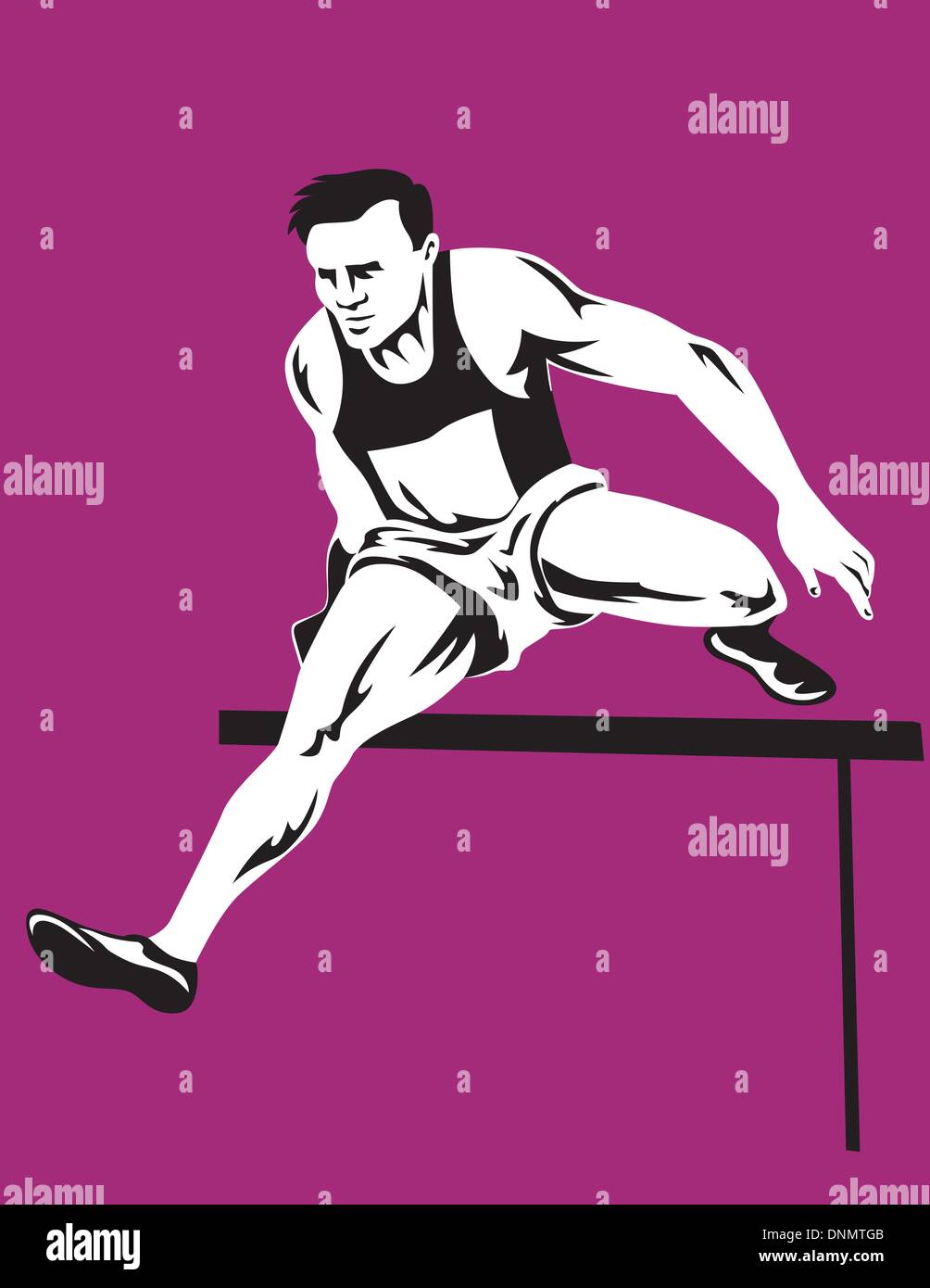 illustration of a track and field athlete running jumping the hurdles ...