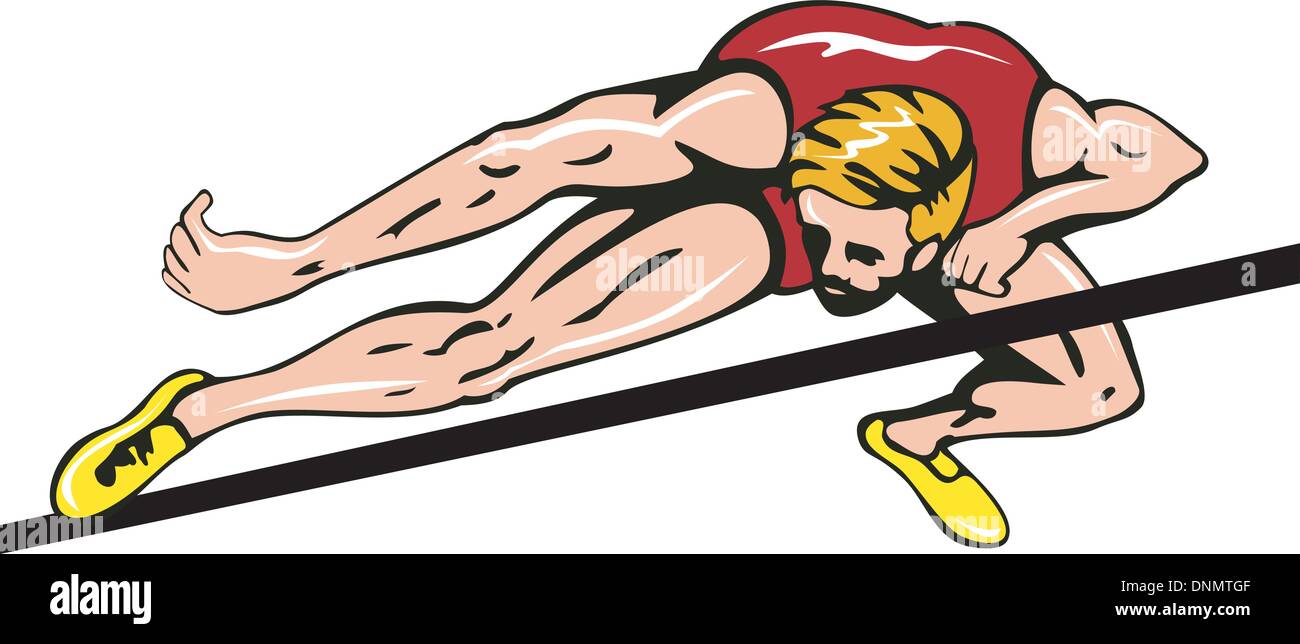 illustration of a track and field athlete running jumping high jump