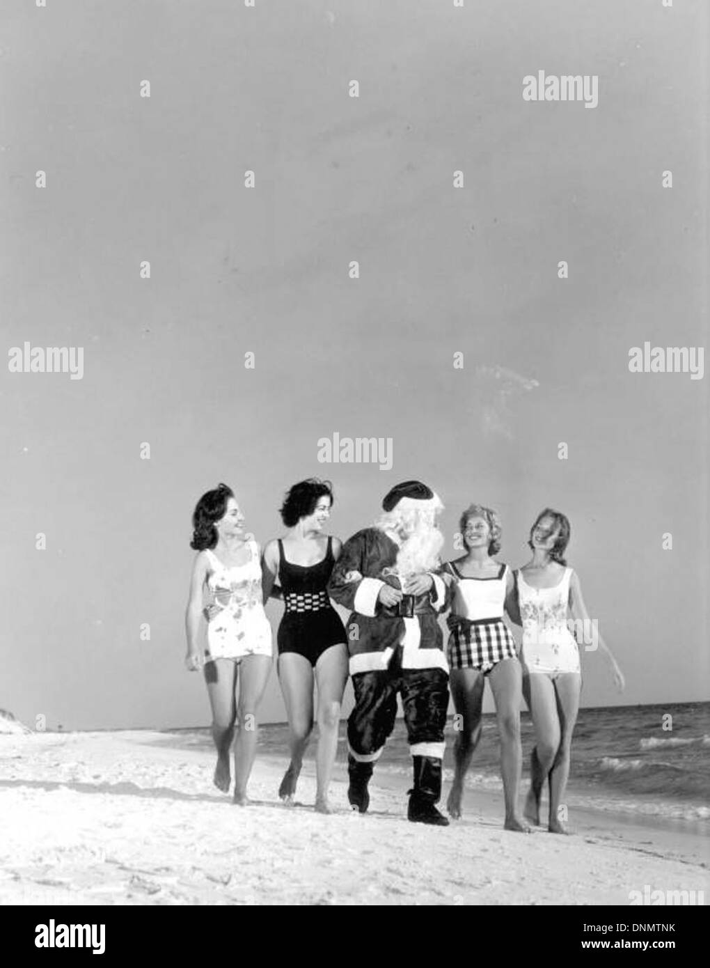 Santa and friends at Panama City Beach, Florida Stock Photo