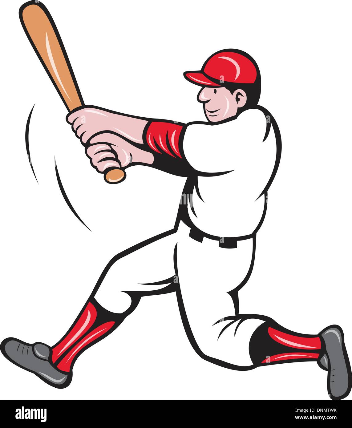 illustration of a baseball player batting cartoon style isolated