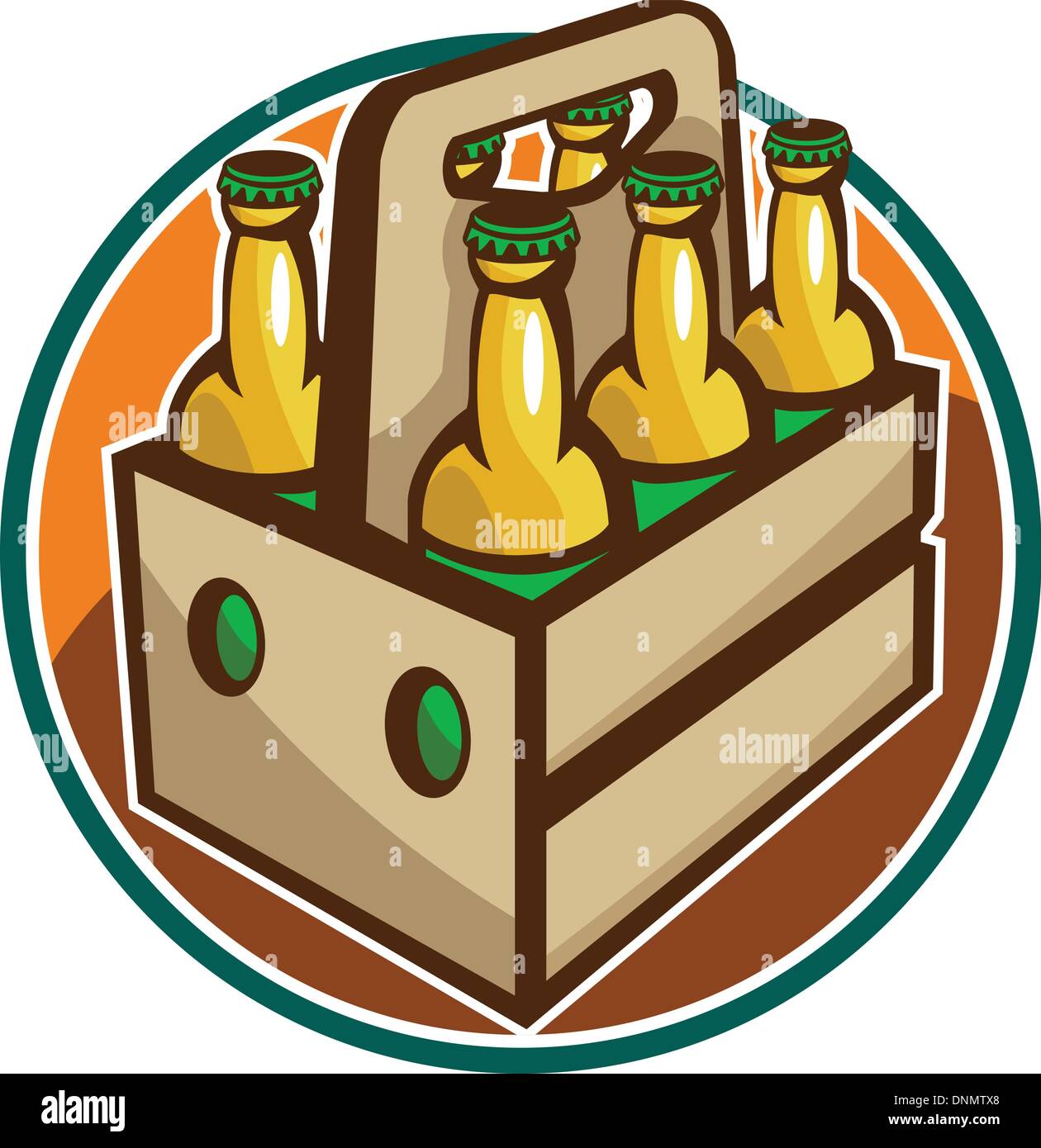 Illustration Of A 6 Pack Case Crate Of Beer Set Inside Circle Done In Stock Vector Image Art Alamy