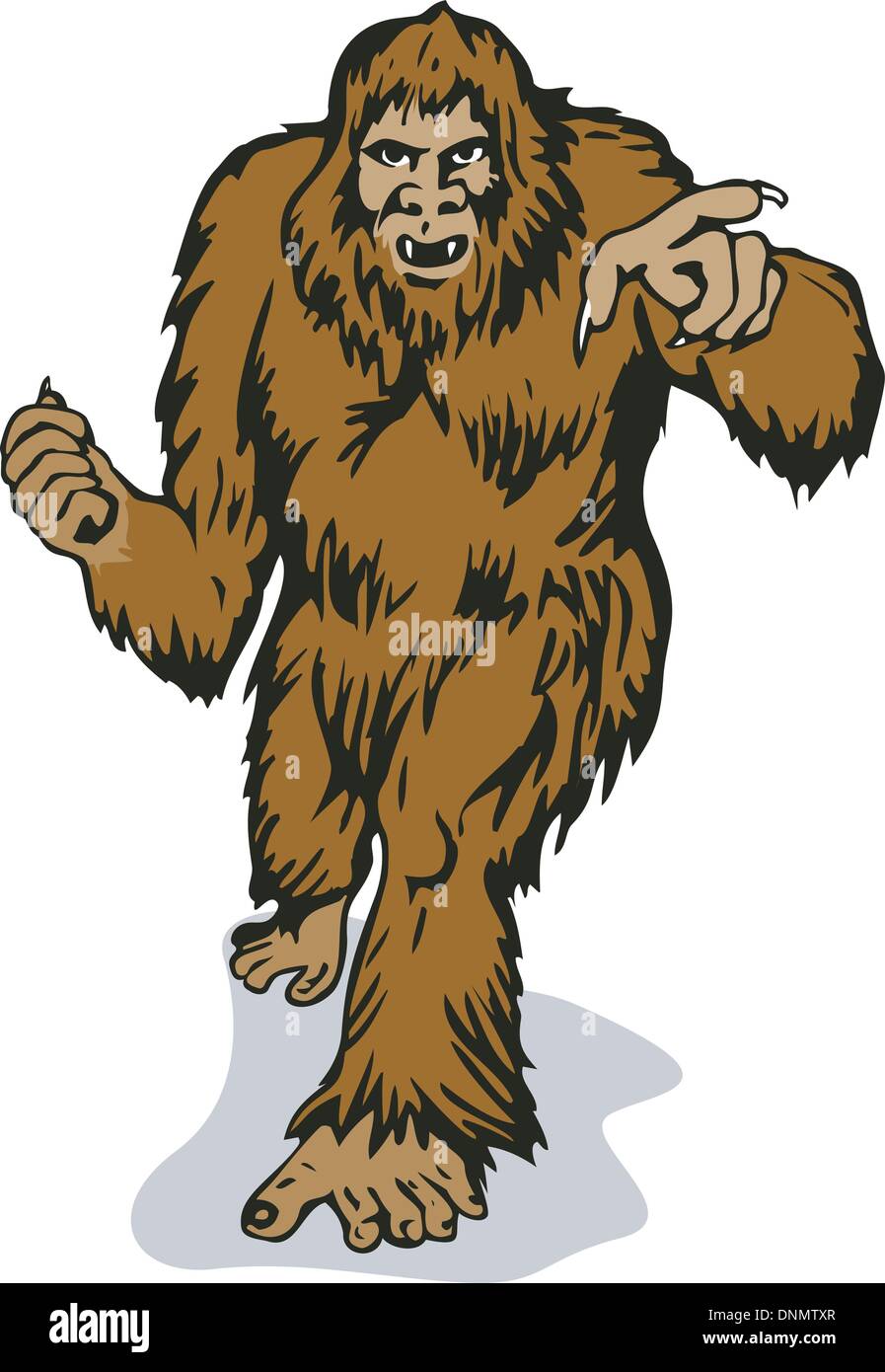Illustration of big foot pointing, done in retro style. Stock Vector
