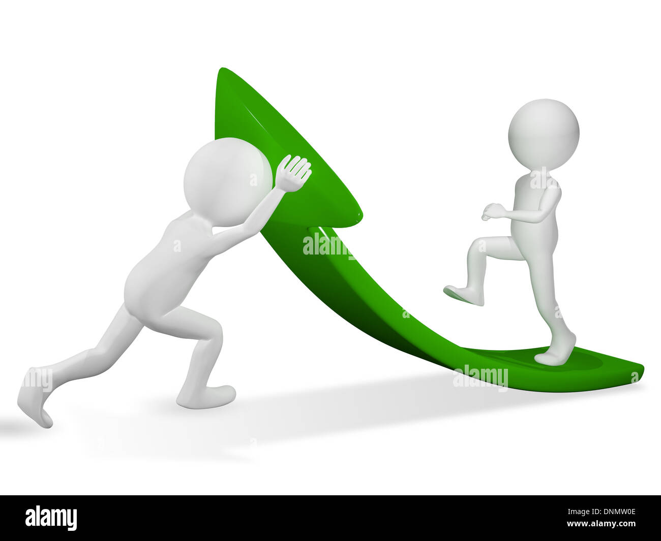 3d illustration of abstract man on green arrow Stock Photo - Alamy