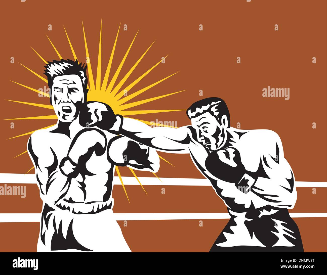 illustration of a boxer connecting a knockout punch retro style Stock Vector Image & Art Alamy